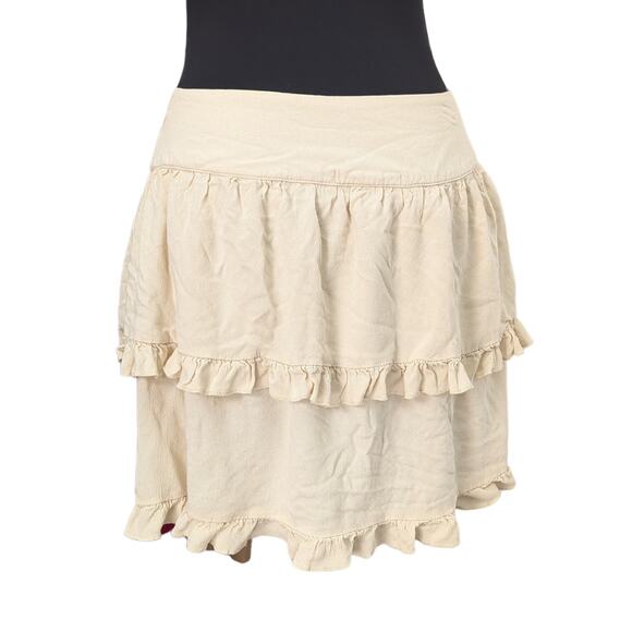Forever 21 Y2K Creme Tiered Mini Wrap Skirt | Women's M - Picture 2 of 6